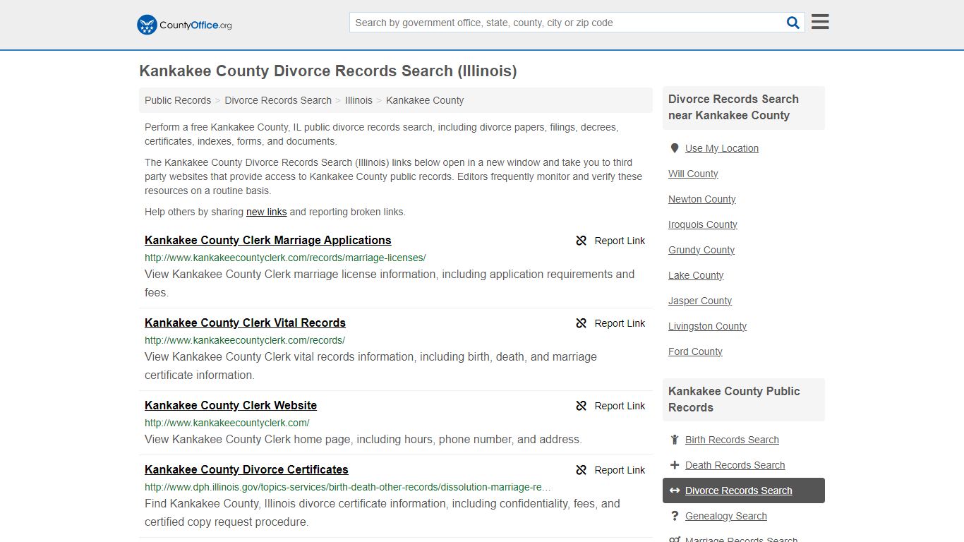 Kankakee County Divorce Records Search (Illinois) - County Office